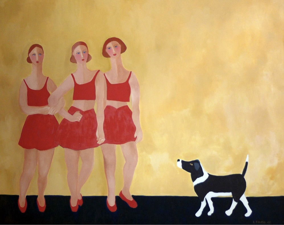 BAILARINAS EN LA CALLE, 2001, oil on canvas, 200 cm x 250 cm