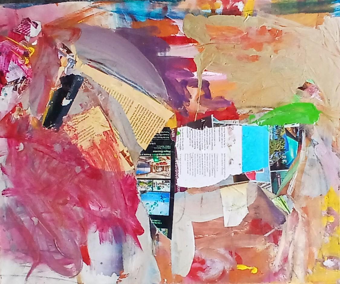 HORSING AROUND, técnica mixta sobre tela, 50 cm x 60 cm