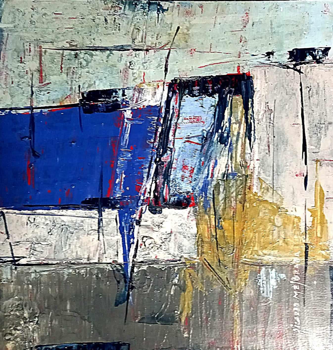 AL FILO DEL AGUA IX, acrílico sobre cascarón, 37 cm x 35 cm