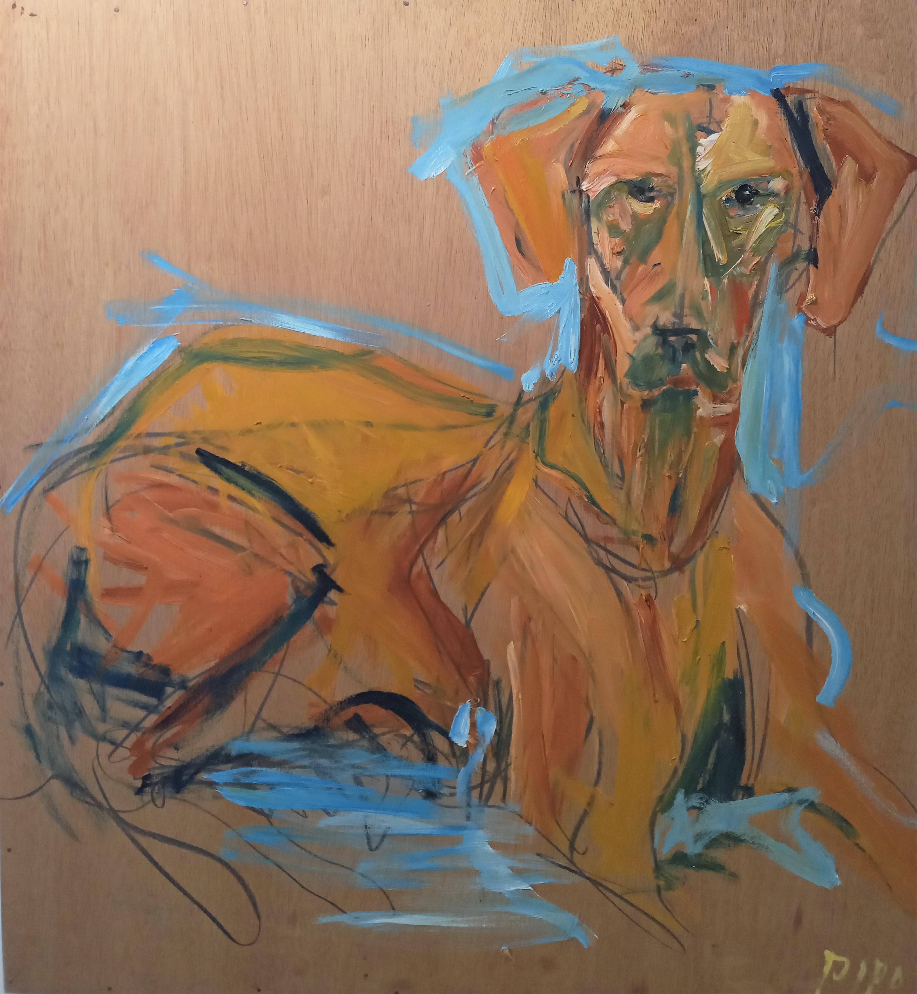 PERRO JAGGER, mixed media on wood, 92 cm x 92 cm