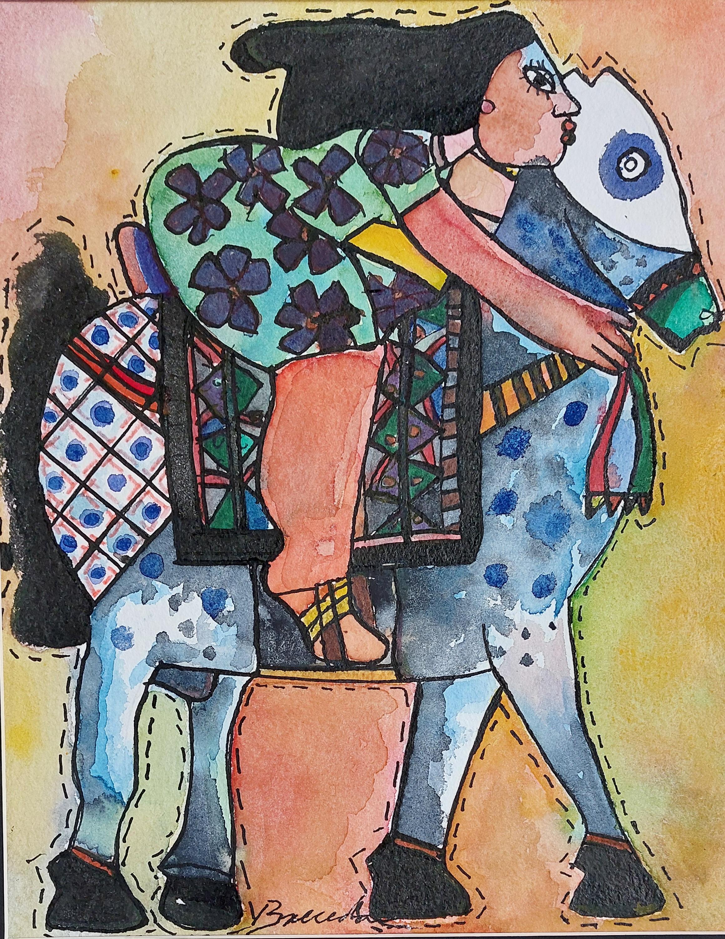 TROTE A CABALLO, watercolor on paper, 38 cm x 32 cm