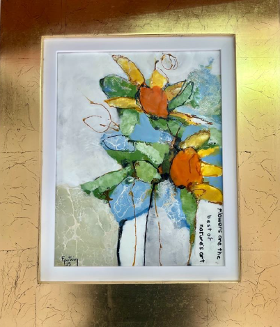 NATURE'S ART, encaustic on wood, 35 cm x 26 cm