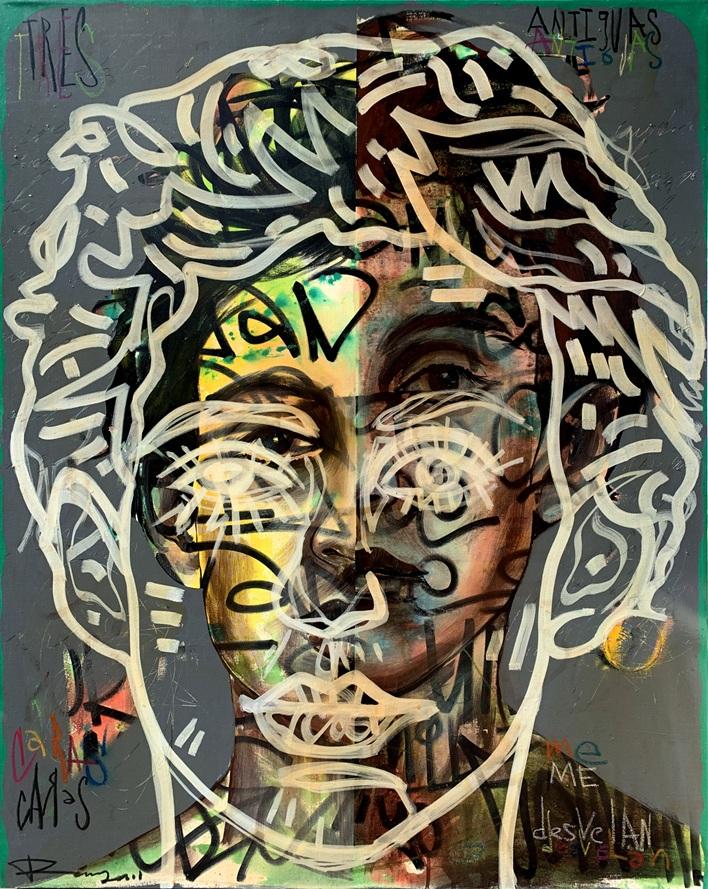 TRES VECES YO, mixed media on canvas, 100 cm x 80 cm