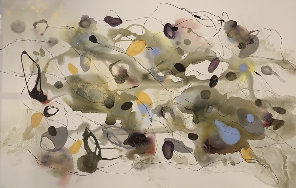 ATMOS FESTIVOS, técnica mixta sobre tela, 100 cm x 150 cm