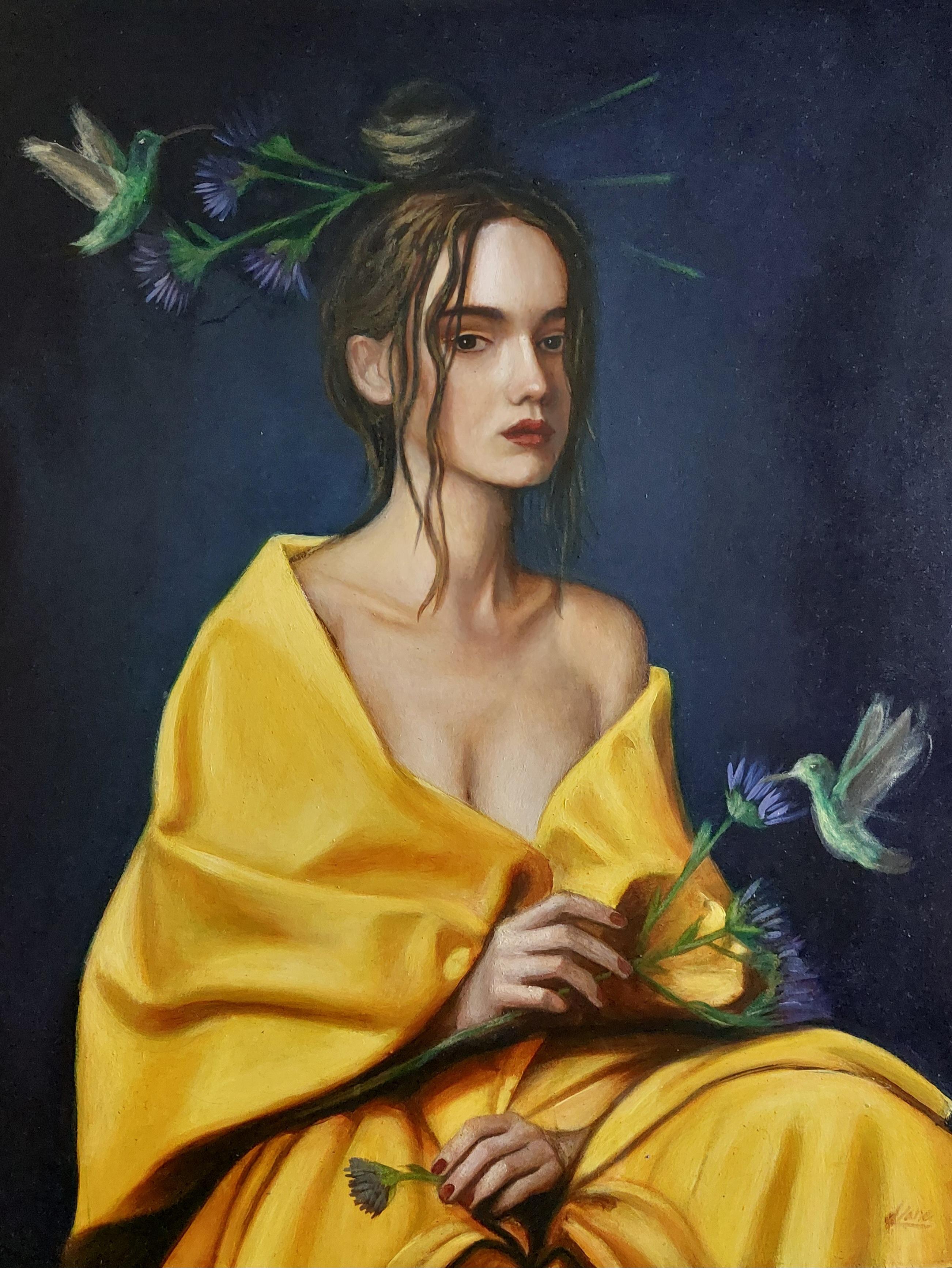 COLIBRIES,, oil on canvas, 70 cm x 85 cm