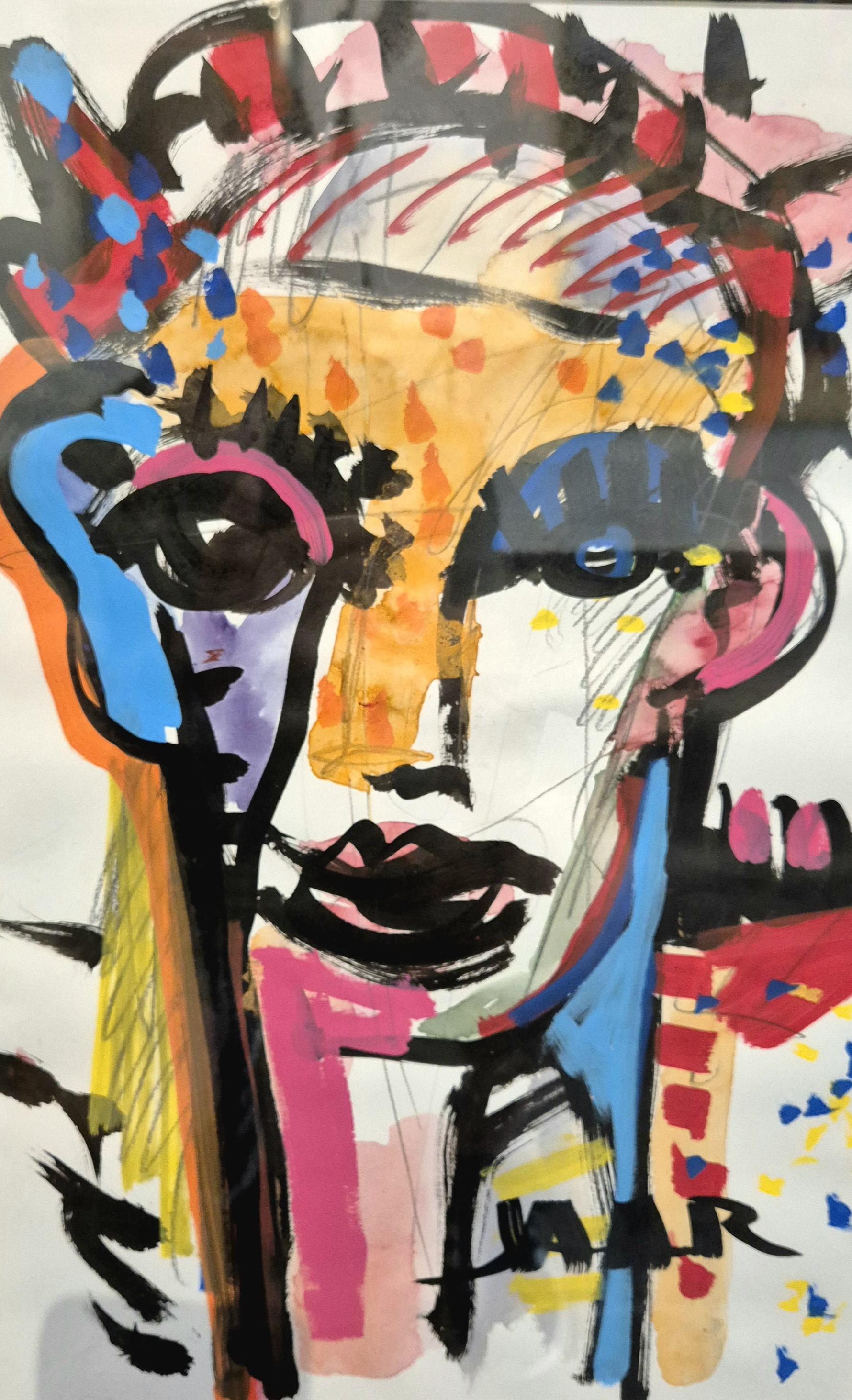 CARAS VEMOS # 23, mixed media on paper, 46cm x 32 cm