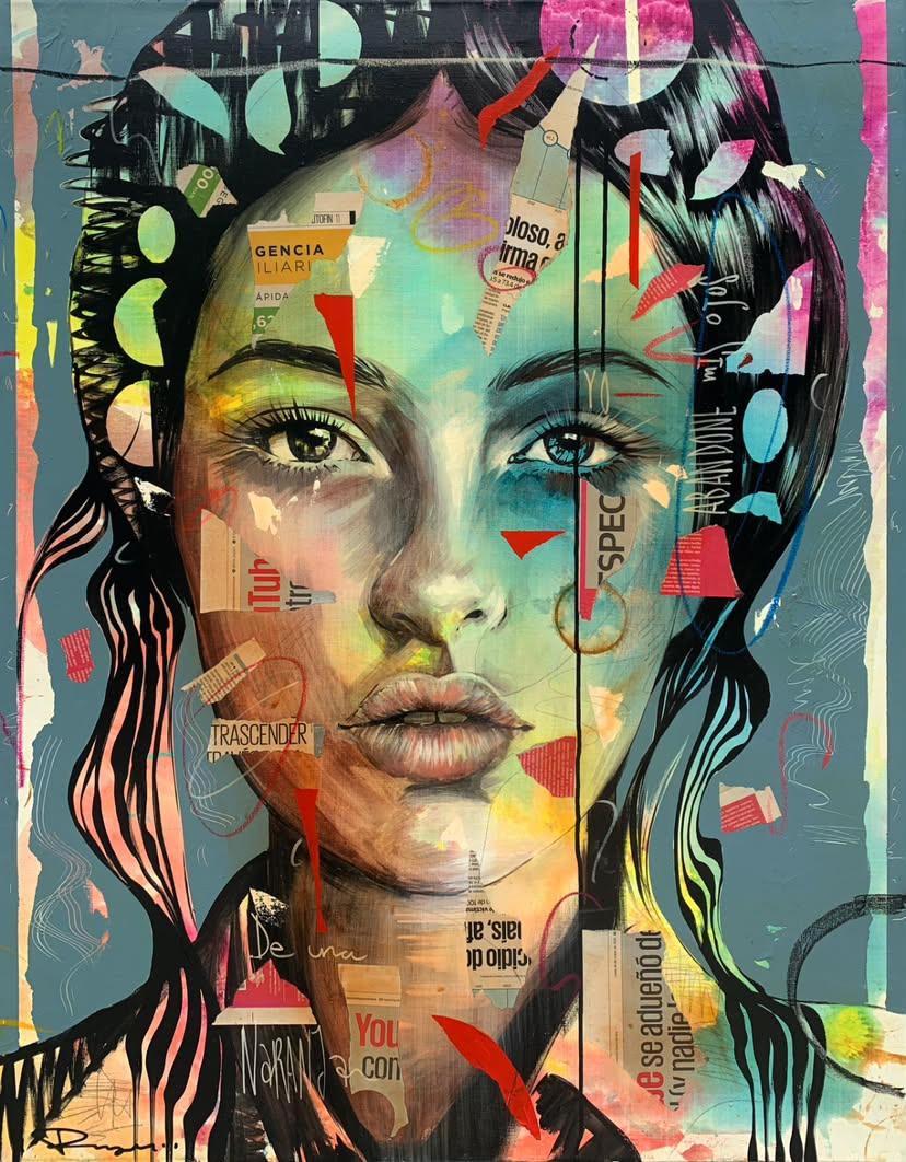 LA MITAD DE UNA NARANJA, mixed media on canvas, 100 cm x 80 cm