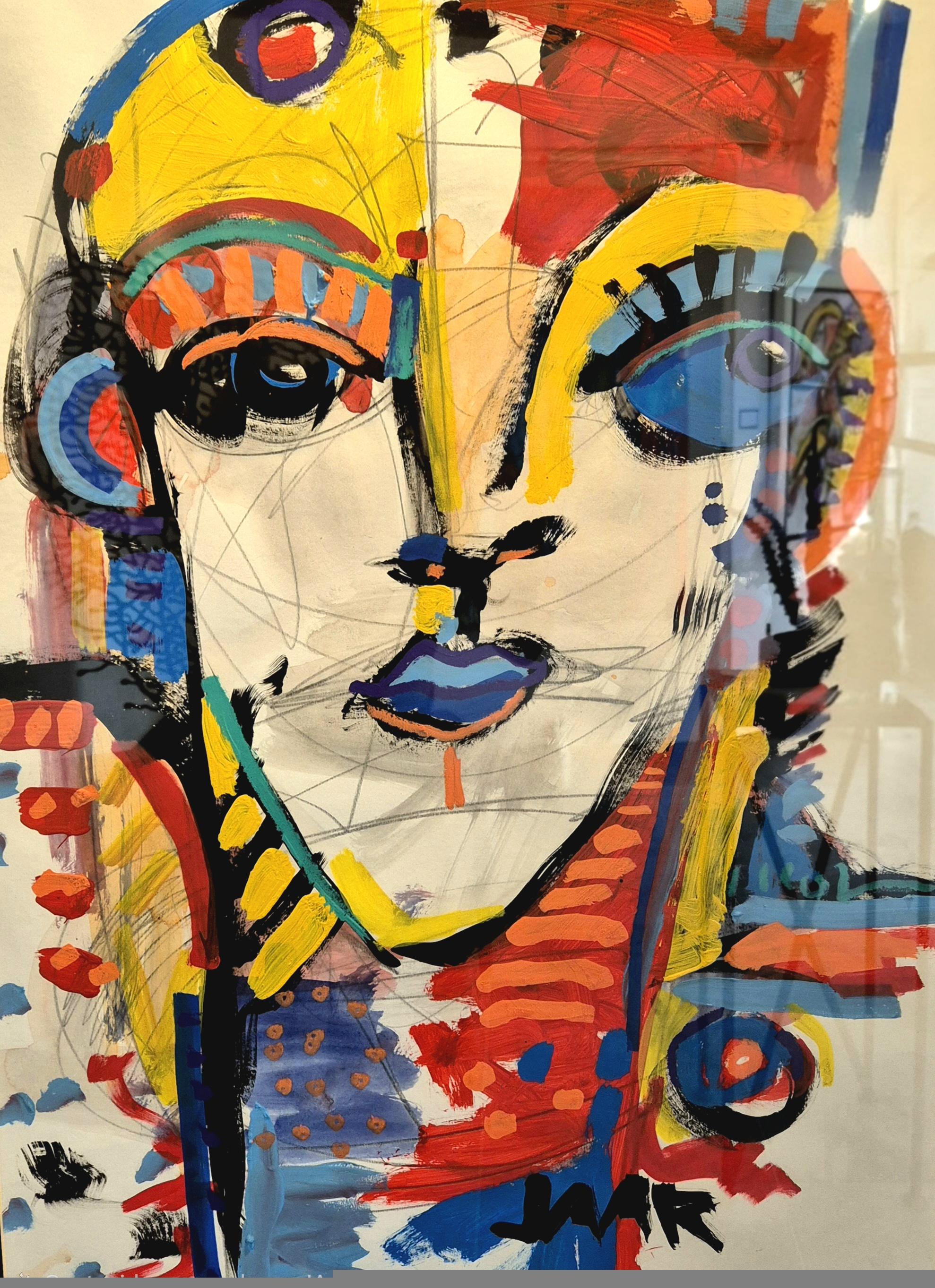 CARAS VEMOS # 75,  mixed media on paper, 75 cm x 55 cm